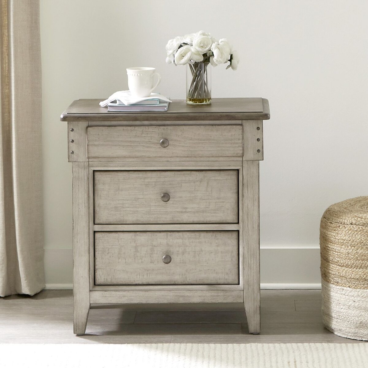 Ivy Hollow 3 Drawer Nightstand w/Charging Station Clearance 7